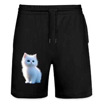 Angora Cat White Angora Cat Cute Angora Cats - Stanley/Stella Trainer Unisex Organic Jogging Shorts - black - Front - Nik (191cm) & Marisol (170cm)