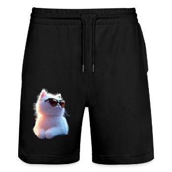 Angora Cat White Angora Cat Cute Angora Cats - Stanley/Stella Trainer Unisex Organic Jogging Shorts - black - Front - Nik (191cm) & Marisol (170cm)