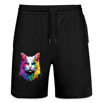 Angora Cat White Angora Cat Cute Angora Cats - Stanley/Stella Trainer Unisex Organic Jogging Shorts - black - Front - Nik (191cm) & Marisol (170cm)
