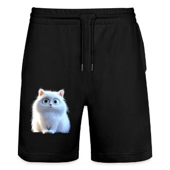 Chat Angora Blanc Chat Angora Chats Angora Mignons - Short de jogging bio TRAINER Stanley/Stella unisexe - noir - Devant - Nik (191cm) & Marisol (170cm)