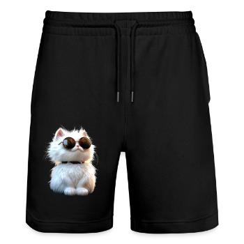 Angora Cat White Angora Cat Cute Angora Cats - Stanley/Stella Trainer Unisex Organic Jogging Shorts - black - Front - Nik (191cm) & Marisol (170cm)