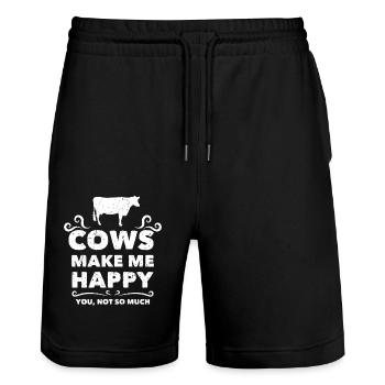 Tractor Cows Happy Farmer Farming - Stanley/Stella Trainer Unisex Organic Jogging Shorts - black - Front - Nik (191cm) & Marisol (170cm)
