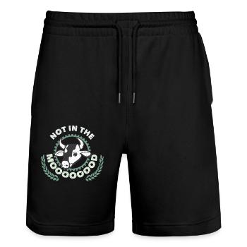 Not In The Moooooood Farmer Farming - Stanley/Stella Trainer Unisex Organic Jogging Shorts - black - Front - Nik (191cm) & Marisol (170cm)