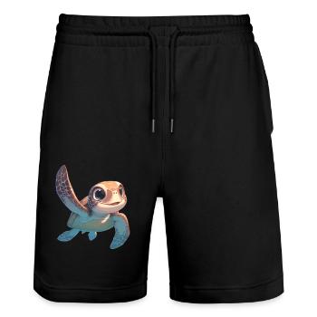 Sea Turtle Meeresschildkröten Meeresschildkröte - Stanley/Stella Unisex Bio Joggingshorts Trainer  - Schwarz - Vorne - Nik (191cm) & Marisol (170cm)