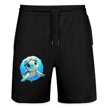 Sea Turtle Meeresschildkröten Meeresschildkröte - Stanley/Stella Unisex Bio Joggingshorts Trainer  - Schwarz - Vorne - Nik (191cm) & Marisol (170cm)