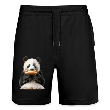 Panda - Short de jogging bio TRAINER Stanley/Stella unisexe - noir - Devant - Nik (191cm) & Marisol (170cm)