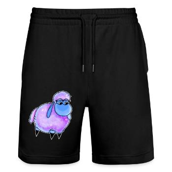 Wolly Sheepling Sprinkle - Stanley/Stella Trainer Unisex Organic Jogging Shorts - black - Front - Nik (191cm) & Marisol (170cm)