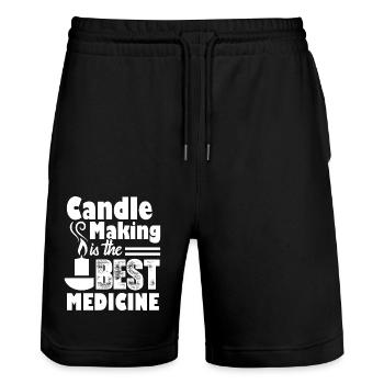 Candle Making Is The Best Medicine - Stanley/Stella Trainer Unisex Organic Jogging Shorts - black - Front - Nik (191cm) & Marisol (170cm)