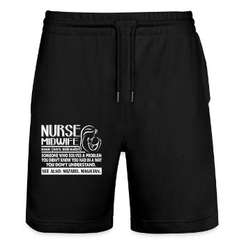 Nurse Midwife Nurse Midwife Definition - Stanley/Stella Trainer Unisex Organic Jogging Shorts - black - Front - Nik (191cm) & Marisol (170cm)