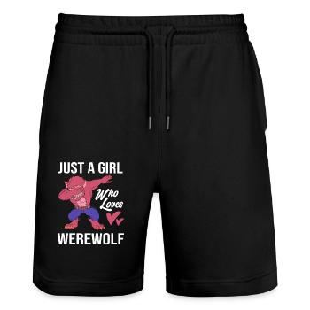 Werwolf - Stanley/Stella Unisex Bio Joggingshorts Trainer  - Schwarz - Vorne - Nik (191cm) & Marisol (170cm)
