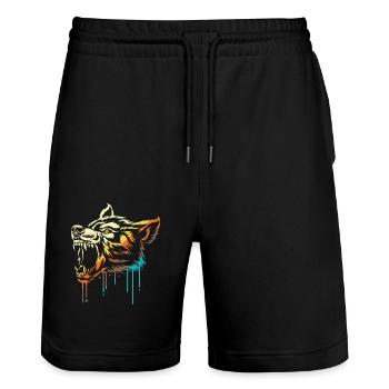 Werwolf - Stanley/Stella Unisex Bio Joggingshorts Trainer  - Schwarz - Vorne - Nik (191cm) & Marisol (170cm)