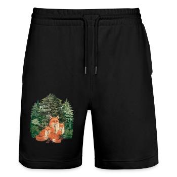 Forêt Animaux de la forêt Habitants de la forêt Renard Renards Nature - Short de jogging bio TRAINER Stanley/Stella unisexe - noir - Devant - Nik (191cm) & Marisol (170cm)