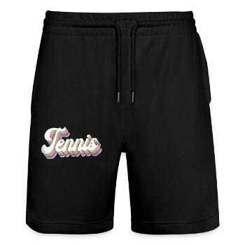 Funny Tennis Player Racket 80s 90 - Stanley/Stella Unisex Bio Joggingshorts Trainer  - Schwarz - Vorne - Nik (191cm) & Marisol (170cm)
