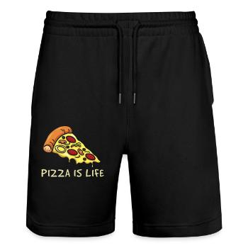Pizzeria Pizza Life Mozarella Pizza - Stanley/Stella Trainer Unisex Organic Jogging Shorts - black - Front - Nik (191cm) & Marisol (170cm)