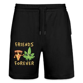 Pizzeria Italy Friends Forever Mozarella Pizza - Stanley/Stella Trainer Unisex Organic Jogging Shorts - black - Front - Nik (191cm) & Marisol (170cm)