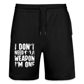 I don't need a weapon I'm one Escrima - Stanley/Stella Unisex Bio Joggingshorts Trainer  - Schwarz - Vorne - Nik (191cm) & Marisol (170cm)