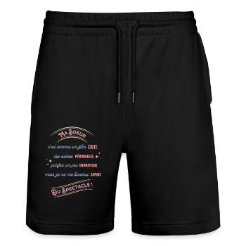 Ma sœur, un film culte, Cadeau Soeur - Short de jogging bio TRAINER Stanley/Stella unisexe - noir - Devant - Nik (191cm) & Marisol (170cm)
