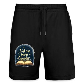 NUR NOCH EIN KAPITEL - Stanley/Stella Unisex Bio Joggingshorts Trainer  - Schwarz - Vorne - Nik (191cm) & Marisol (170cm)