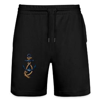 Esthétique Ancre Design Hobby Pêcheur Marin - Short de jogging bio TRAINER Stanley/Stella unisexe - noir - Devant - Nik (191cm) & Marisol (170cm)