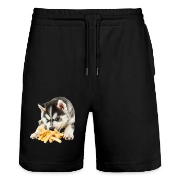Sibirischer Husky - Stanley/Stella Unisex Bio Joggingshorts Trainer  - Schwarz - Vorne - Nik (191cm) & Marisol (170cm)
