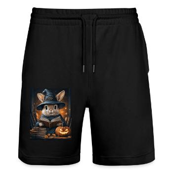 Cadeau d’Halloween Femmes Lapin Hommes Enfants Décoration - Short de jogging bio TRAINER Stanley/Stella unisexe - noir - Devant - Nik (191cm) & Marisol (170cm)