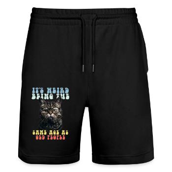 Funny Cats Saying Adult Old People Grandma Grandpa - Stanley/Stella Trainer Unisex Organic Jogging Shorts - black - Front - Nik (191cm) & Marisol (170cm)