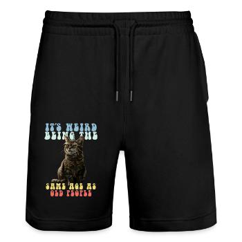 Funny Cats Saying Adult Old People Grandma Grandpa - Stanley/Stella Trainer Unisex Organic Jogging Shorts - black - Front - Nik (191cm) & Marisol (170cm)