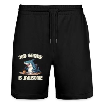 La 3ème année est Jawsome 300 - Short de jogging bio TRAINER Stanley/Stella unisexe - noir - Devant - Nik (191cm) & Marisol (170cm)