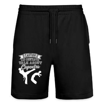 Capoeira Talk About Capoeira - Stanley/Stella Trainer Unisex Organic Jogging Shorts - black - Front - Nik (191cm) & Marisol (170cm)