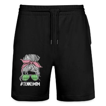 Funny Tennis Player Racket - Stanley/Stella Unisex Bio Joggingshorts Trainer  - Schwarz - Vorne - Nik (191cm) & Marisol (170cm)