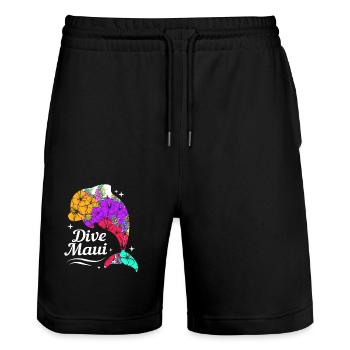 Maui Hawaii Hawaiian - Stanley/Stella Trainer Unisex Organic Jogging Shorts - black - Front - Nik (191cm) & Marisol (170cm)