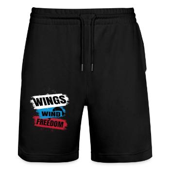 Ailes Wind Freedom – Parapente Design - Short de jogging bio TRAINER Stanley/Stella unisexe - noir - Devant - Nik (191cm) & Marisol (170cm)