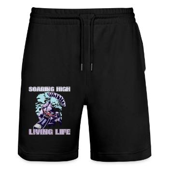 Soaring High Living Life – Paragliding Design - Stanley/Stella Trainer Unisex Organic Jogging Shorts - black - Front - Nik (191cm) & Marisol (170cm)