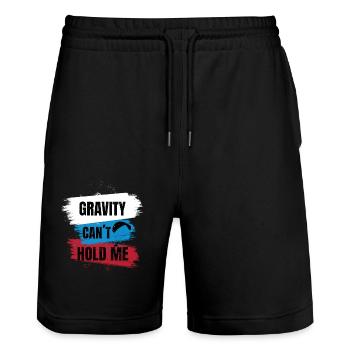 Gravity Can't Hold Me – Paragliding Design - Stanley/Stella Unisex Bio Joggingshorts Trainer  - Schwarz - Vorne - Nik (191cm) & Marisol (170cm)