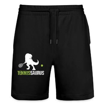 Sport Racket Tennissaurus Racquet Tennis - Stanley/Stella Trainer Unisex Organic Jogging Shorts - black - Front - Nik (191cm) & Marisol (170cm)