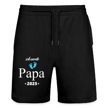 Je vais être papa 2025 futur papa 2025 Enceinte - Short de jogging bio TRAINER Stanley/Stella unisexe - noir - Devant - Nik (191cm) & Marisol (170cm)