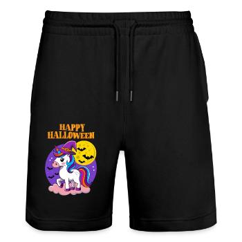 Joyeux Halloween Licorne Sorcière Enfants Coloré Mignon - Short de jogging bio TRAINER Stanley/Stella unisexe - noir - Devant - Nik (191cm) & Marisol (170cm)