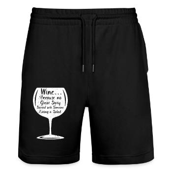 Keine Geschichte begann mit dem Essen von Salatwein - Stanley/Stella Unisex Bio Joggingshorts Trainer  - Schwarz - Vorne - Nik (191cm) & Marisol (170cm)