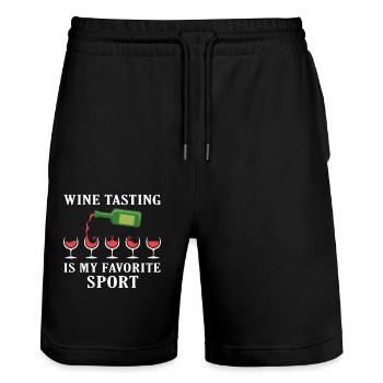 Wine Tasting Is My Favorite Wine - Stanley/Stella Trainer Unisex Organic Jogging Shorts - black - Front - Nik (191cm) & Marisol (170cm)