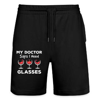 Mein Arzt sagt, ich brauche Gläser Wein - Stanley/Stella Unisex Bio Joggingshorts Trainer  - Schwarz - Vorne - Nik (191cm) & Marisol (170cm)