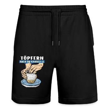 POTTERY, YOU CAN DO IT TOO - Stanley/Stella Trainer Unisex Organic Jogging Shorts - black - Front - Nik (191cm) & Marisol (170cm)