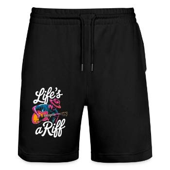 Jazz : Life’s A riff avec guitare - Short de jogging bio TRAINER Stanley/Stella unisexe - noir - Devant - Nik (191cm) & Marisol (170cm)