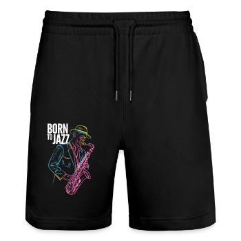 Born for Jazz & Saxophone Melodies - Stanley/Stella Trainer Unisex Organic Jogging Shorts - black - Front - Nik (191cm) & Marisol (170cm)