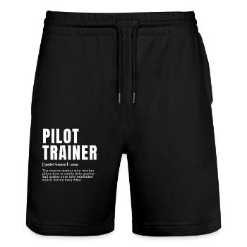 Funny Pilot Trainer Mentor Definition Occupation - Stanley/Stella Unisex Bio Joggingshorts Trainer  - Schwarz - Vorne - Nik (191cm) & Marisol (170cm)