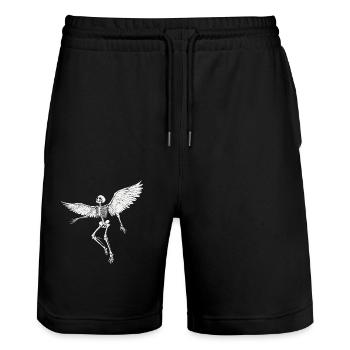 Skelett mit Flügel für Biker – Extravagant - Stanley/Stella Unisex Bio Joggingshorts Trainer  - Schwarz - Vorne - Nik (191cm) & Marisol (170cm)