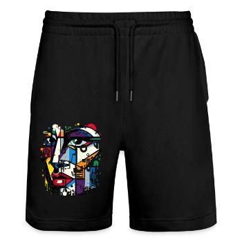Women girl power design art female feminism symbol - Stanley/Stella Trainer Unisex Organic Jogging Shorts - black - Front - Nik (191cm) & Marisol (170cm)
