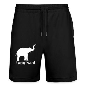Funny Elephant Hashtag - Stanley/Stella Trainer Unisex Organic Jogging Shorts - black - Front - Nik (191cm) & Marisol (170cm)