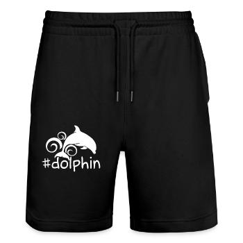 Funny Dolphin Hashtag - Stanley/Stella Trainer Unisex Organic Jogging Shorts - black - Front - Nik (191cm) & Marisol (170cm)