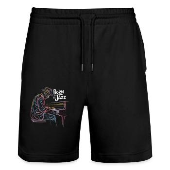 Geboren Für Jazz Mit Musiker Am Klavier - Stanley/Stella Unisex Bio Joggingshorts Trainer  - Schwarz - Vorne - Nik (191cm) & Marisol (170cm)