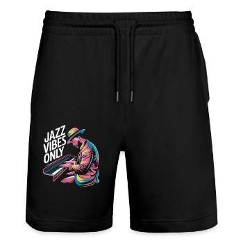 Jazz Vibes Only Musician Piano Art - Stanley/Stella Trainer Unisex Organic Jogging Shorts - black - Front - Nik (191cm) & Marisol (170cm)
